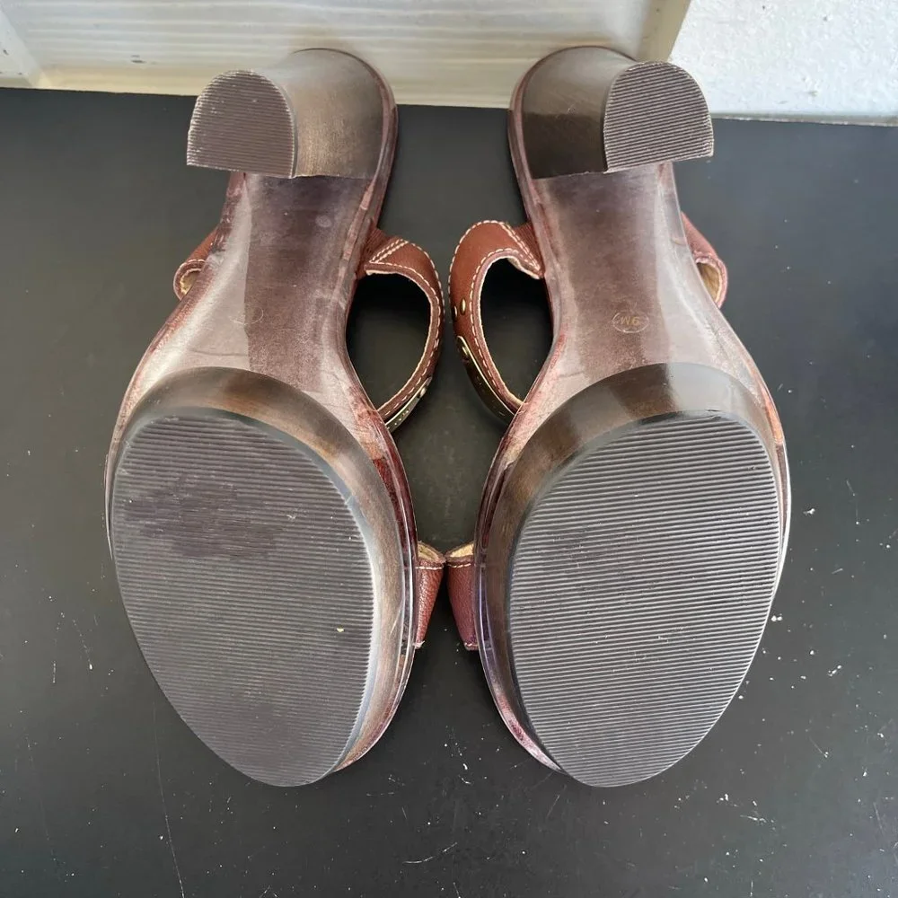 Michael Kors Women's Brown Block Platform Sandals Heels Size 9